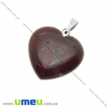Подвеска Сердце из натурального камня, Яшма, 28х20 мм (POD-023903)