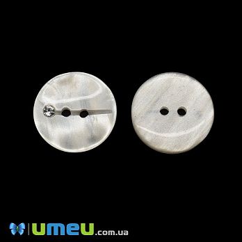 Гудзик пластиковий Круглий зі стразом, 25 мм, Кремовий перламутровий (PUG-046414)