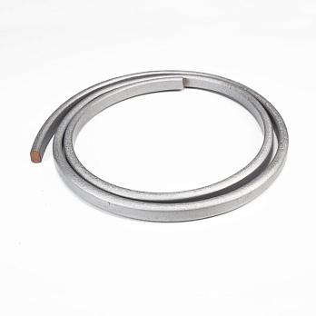 Кожаный шнур пресованный, 10х6 мм, Серебристый (LEN-058981)