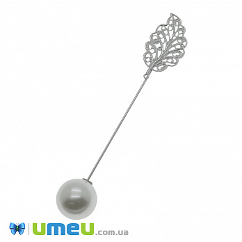 Основа для брошки з заглушкою, Перо, 90х17 мм, Темне срібло (OSN-039901)