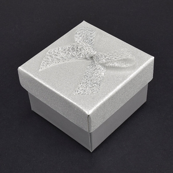 Коробочка Квадратная под колечко, 5х5х3,5 см, Серебристая (UPK-060587)