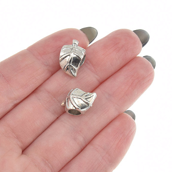 Бусины мет. Листик, 15х9х8 мм, Античное серебро (BUS-006460)