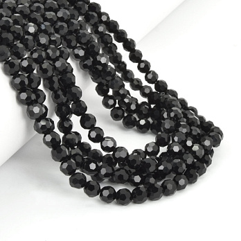 Бусины круглые граненые, 5,5 мм, Черные (BUS-057318)
