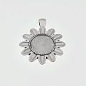 Основа кругла двостор. Квітка, 43х34 мм, 18 мм, Античне срібло (OSN-059464)