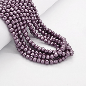 Бусины стеклянные Жемчуг Premium, 6 мм, Фиолетовые, Круглые (BUS-034625)