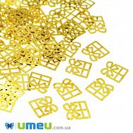 Декоративний елемент Подарунок, 4х4х0,1 мм, Золото (DIF-047137)