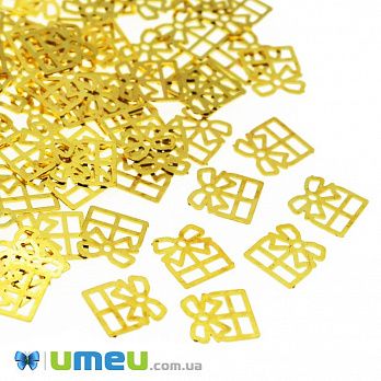 Декоративний елемент Подарунок, 4х4х0,1 мм, Золото (DIF-047137)
