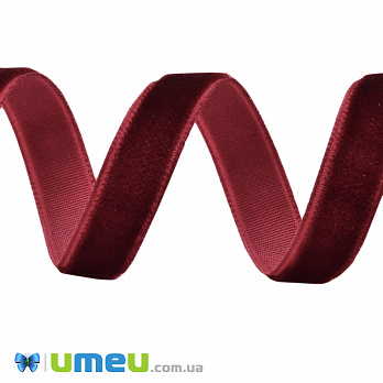 Стрічка оксамитова, 10 мм, Бордова (LEN-048597)