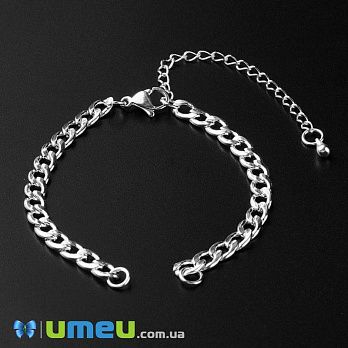 Застежка для браслета из нерж. стали с карабином, 7 см, Светлое серебро (STL-047277)