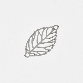 Конектор Листочок, 19х10,5 мм, Латунь, Темне срібло (KON-061390)