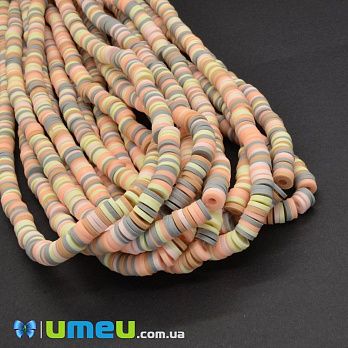 Намистини з полімерної глини, 6 мм, Мікс оранжевий (BUS-044118)