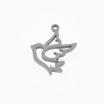 Подвеска из нерж. стали Голубь, 17,5х13 мм, Темное серебро (STL-059171)