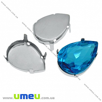 Оправа-цапы под риволи Капля, 25х18 мм, Темное серебро (OSN-011159)