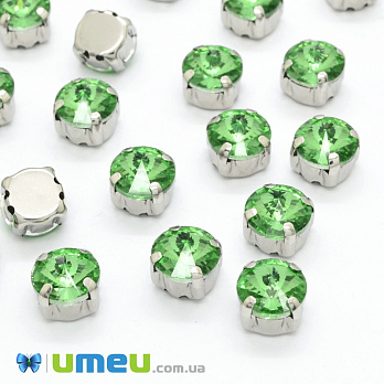Шатон круглый 14 мм, Темное серебро, Салатовый (KAB-052714)
