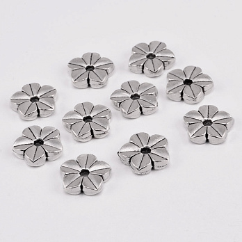 Намистини мет. Квіточки, 11х3 мм, Античне срібло (BUS-055366)