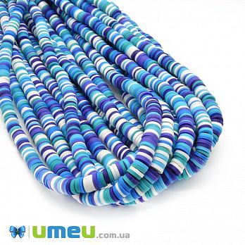 Намистини з полімерної глини, 6 мм, Мікс синьо-білий (BUS-044129)