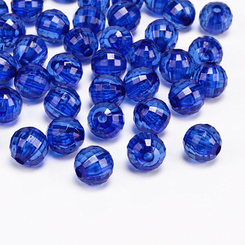 Бусины акриловые, Круглые граненые, 8 мм, Синие (BUS-054515)