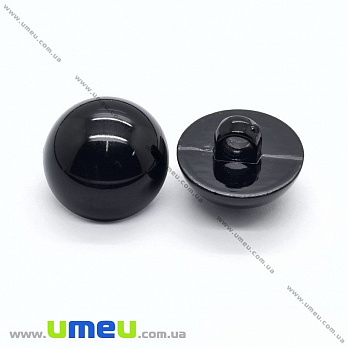 Пуговица пластиковая на ножке Круглая, 18 мм, Черная (PUG-012876)