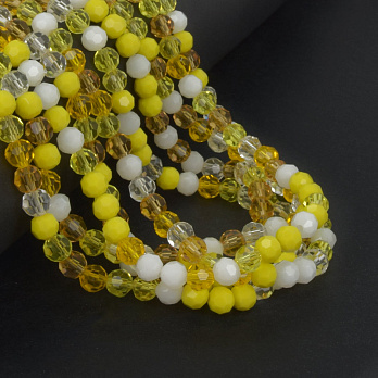 Намистини круглі грановані, 6 мм, Мікс жовтий (BUS-057334)