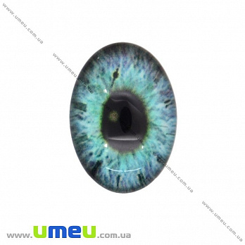 Кабошон скляний з принтом Око, 18х13 мм, Синій, Овал (KAB-018700)