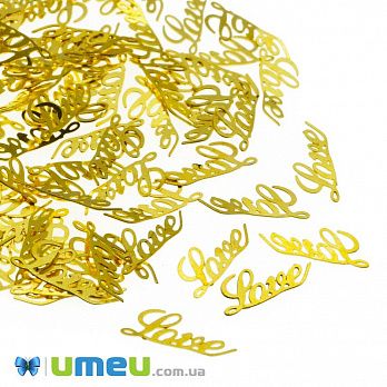 Декоративний елемент Love, 7х3х0, 1 мм, Золото (DIF-047123)