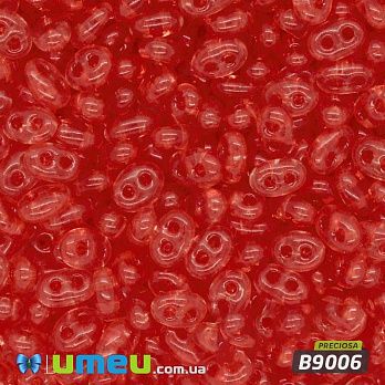 Бисер чешский Twin (Твин) №B9006, 2,5х5 мм, Красный прозрачный (BIS-026277)