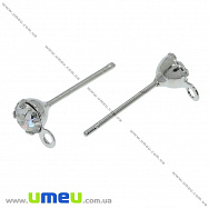 Пусети зі стразами, Темне срібло, 15х7 мм (OSN-004801)