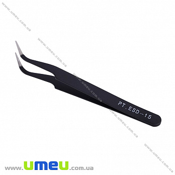 Пінцет біжутерний загнутий з нержавіючої сталі, 12 cм (INS-033402)