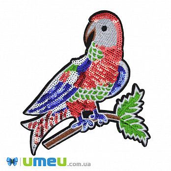 Термоаплікація з паєтками Папуга, 16х13 см (APL-039897)