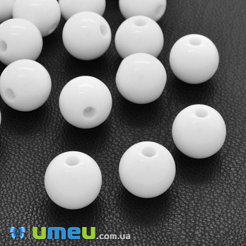 Бусины пластиковые Круглые, 10 мм, Белые (BUS-000655)