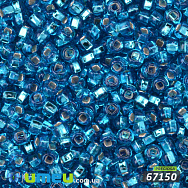 Бісер чеський 8/0, №67150, Синій, Блискучий (квадратна серединка) (BIS-005305)