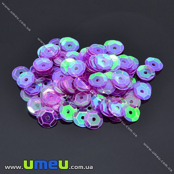 Пайетки Китай круглые граненые, 6,5 мм, Сиреневые AB (PAI-001521)