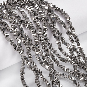 Намистини скляні скол (крихта), 4 мм, Сріблясті (BUS-060938)