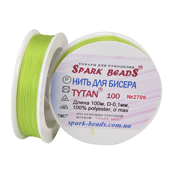Нитка для бісеру Титан 100, Салатова яскрава №2709, 100 м (MUL-061367)