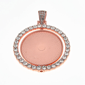 Основа круглая вращающаяся со стразами, 54х42 мм, 30 мм, Розовое золото (OSN-059440)