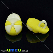 Пуговица пластиковая на ножке Кепка, 15х11 мм, Желтая (PUG-007532)