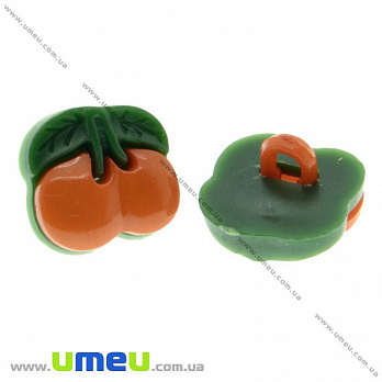 Гудзик пластиковий на ніжці Вишенька, 13х12 мм, Помаранчевий (PUG-017790)
