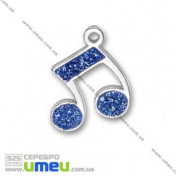 [Архив] Подвеска из Серебра 925 с кристаллами Swarovski, Нота синяя, 24х18 мм (POD-002201)