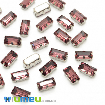 Шатон прямокутний 10х5 мм, Темне срібло, Фиолетово-коричневий (KAB-040972)