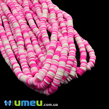 Намистини з полімерної глини, 6 мм, Мікс рожевий (BUS-046992)