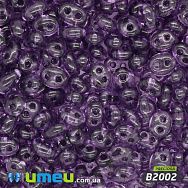 Бисер чешский Twin (Твин) №B2002, 2,5х5 мм, Фиолетовый прозрачный (BIS-026289)