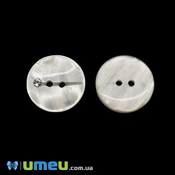 Гудзик пластиковий Круглий зі стразом, 21 мм, Кремовий перламутровий (PUG-046413)