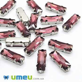 Шатон прямокутний 15х5 мм, Темне срібло, Фиолетово-коричневий (KAB-038006)