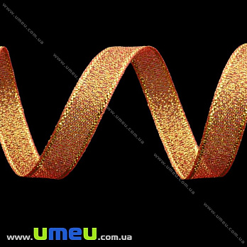 Стрічка парчева, 6 мм, Червона з золотом (LEN-022584)