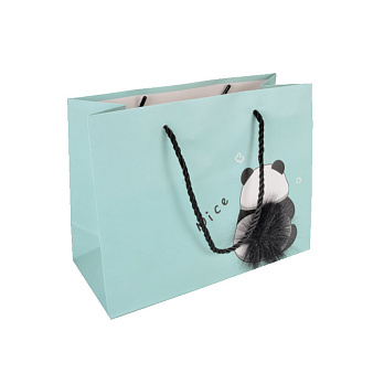 Подарочный пакет Пандочка, 23х18х10 см, Бирюзовый (UPK-035633)