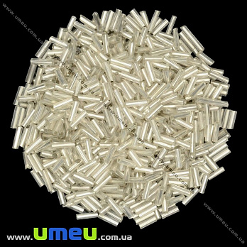 Бісер китайський стеклярус, 6 мм, Срібло блискучий (BIS-012059)