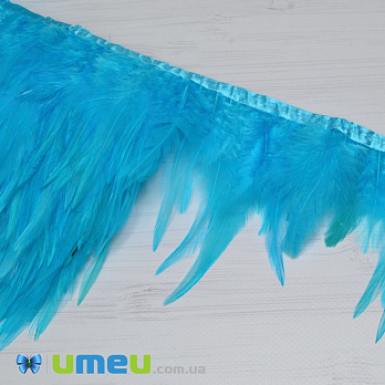 Пір'я півня на стрічці, 8-15 см, Блакитні яскраві (PER-038921)