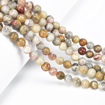 Бусины Агат кружевной (Crazy Agate), Натур. камень, 6,5 мм, Круглые, 37 см (BUS-060729)