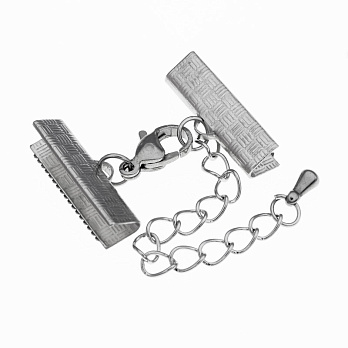 Замок-карабін із нерж. ст. із затискачами 20х7 мм, Темне срібло (STL-055767)