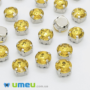 Шатон круглый 14 мм, Темное серебро, Желтый (KAB-052710)